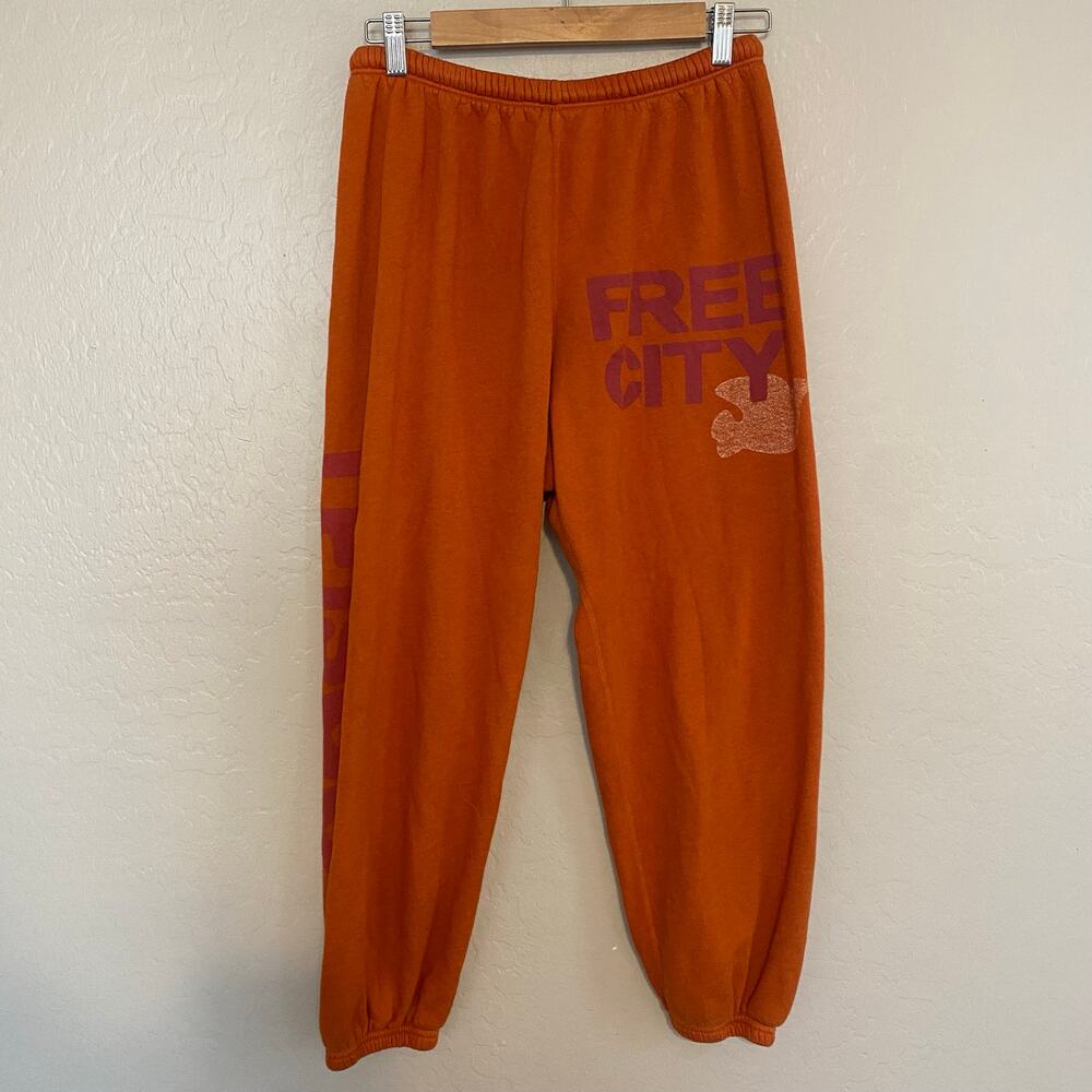 Freecity Sweatpants Womens Size Small Orange Rayon Cotton Polyester Blend